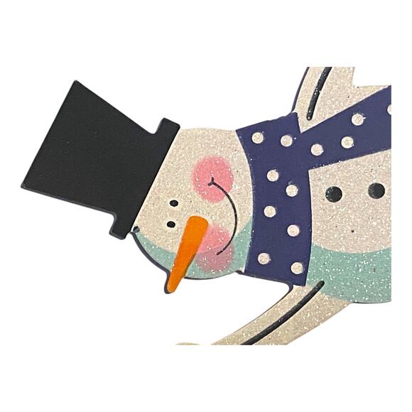 Glitter Snowman Christmas Decor | Winter Holiday Snowman Sign | Farmhouse Accent - Picture 2 of 6